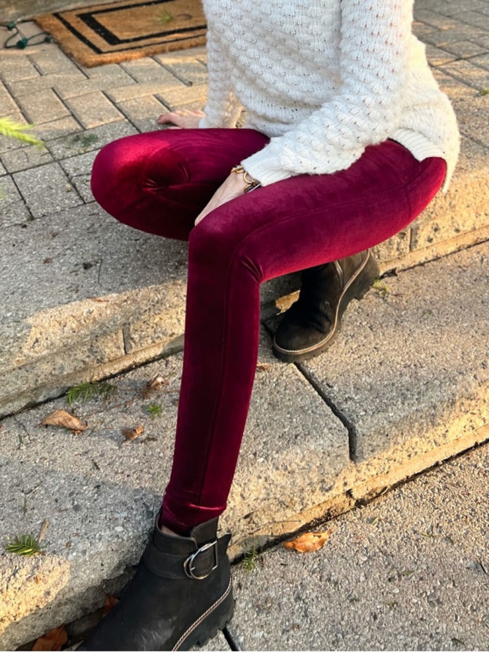 Spanx Velvet Leggings - Wine / Burgundy